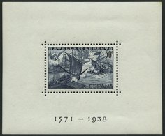 SPANIEN Bl. 11/2A,B **, 1938, Blockpaar Seeschlacht Von Lepanto, Gezähnt Und Ungezähnt, Bl. 11A Kleine Druckstelle Im Ra - Used Stamps