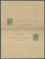 SPANIEN P 12 BRIEF, GANZSACHEN: 1879, 5/5 Cs. Graugrün, Frage- Und Antwortteil, Ungebraucht, Feinst - Gebraucht