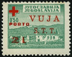 ZONE B ZP 1 **, Zwangszuschlagsporto: 1948, 2 L. Auf 0.50 Din. Dunkelgrün/rot, Pracht, Mi. 350.- - Sonstige & Ohne Zuordnung