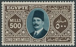 ÄGYPTEN 136 *, 1927, 500 M. Braun/grünlichblau, Falzrest, Pracht, Mi. 80.- - Autres & Non Classés