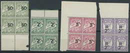 ALGERIEN P 18-20,24 VB **, Portomarken: 1927, 60 C. - 3 Fr. Und 2 Fr. Auf 10 C. Postauftragsmarken In Viererblocks, Post - Algérie (1962-...)