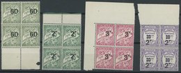 ALGERIEN P 18-20,24 VB **, Portomarken: 1927, 60 C. - 3 Fr. Und 2 Fr. Auf 10 C. Postauftragsmarken In Viererblocks, Post - Algeria (1962-...)