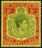 BERMUDA-INSELN 113a *, 1938, 5 Sh. Rot/grün Auf Gelb (SG 118), Falzrest, Pracht, SG  140.- - Bermuda