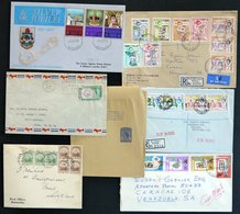 BERMUDA-INSELN 1912/77, 6 Verschiedene Belege, U.a. Streifband, Flugpost, Einschreiben Etc., Pracht - Bermuda