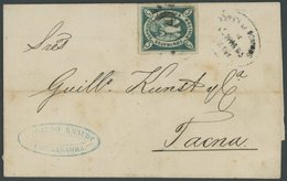 BOLIVIEN 1 BRIEF, 1867, 5 C. Grün, Breitrandig, Auf Etwas Fleckigem Brief Nach Tacna - Bolivie