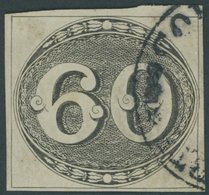 BRASILIEN 2 O, 1843, 60 R. Schwarz, Sog. Ochsenauge, Repariert Wie Pracht, Mi. 320.- - Altri & Non Classificati