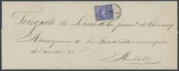 ECUADOR 1 BRIEF, 1865, 1/2 R. Blau, Breitrandig Auf Brief Nach Ambato, Pracht - Equateur