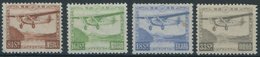 JAPAN 195-98 **, 1929/34, Flugzeug, 18 S. Kleine Papierfalte Und 33 S. Kleiner Zahnfehler Sonst Postfrischer Prachtsatz - Autres & Non Classés