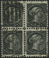 KANADA 25A VB O, 1882, 1/2 C. Schwarz Im Viererblock, Pracht - Usati