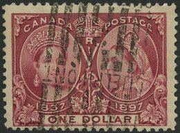 KANADA 49 O, 1897, 1 $ Lilarot, Dünne Stelle Sonst Pracht, Mi. 550.- - Gebraucht