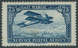 MAROKKO 41 **, 1922, 75 C. Flugzeug über Casablanca, Minimal Fleckig Sonst Postfrisch Pracht, Mi. 90.- - Maroc (1956-...)