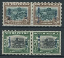 NAMIBIA 126/7,128/9 *, 1927, 2 Sh. 60 P. Und 5 Sh., Kleiner Aufdruck S.W.A., 2 Waagerechte Paare, Falzrest, Pracht, Mi.  - Namibie (1990- ...)