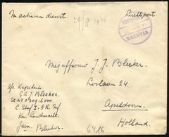 NIEDERLÄNDISCH-INDIEN 1946, Violetter K1 VELDPOST/Datum/BATAVIA Und Handschriftlicher Vermerk In Active Dienst Auf Luft- - India Holandeses