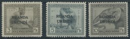 RUANDA-URUNDI 16-18 **, 1924, 3 - 10 Fr. Freimarken, 3 Postfrische Prachtwerte - Ungebraucht