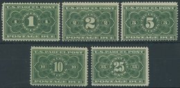 PAKET-PORTOMARKEN PP 1-5 **,* , Scott JQ 1-5, 1912, 1 - 25 C. U.S. Parcel Post Postage Due, Mi.Nr. 1 Und 4 Falzrest, Son - Colis