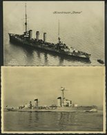ALTE POSTKARTEN - SCHIFFE KAISERL. MARINE BIS 1918 Minenkreuzer Bremse, 2 Karten - Warships
