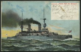ALTE POSTKARTEN - SCHIFFE KAISERL. MARINE S.M.S. Kaiser Karl Der Grosse, Gebrauchte Karte - Warships