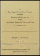 PHIL. LITERATUR Der Erb-Mann-Thron-Lehen-Vertrag Zwischen Dem Königreich Württemberg Und Dem Fürstlichem Hause Von Thurn - Philately And Postal History