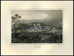 GOTHA, Gesamtansicht Mit Magd Und Gänsen Im Vordergrund, Stahlstich Von Rohbock/Kurz Um 1850 - Litografía