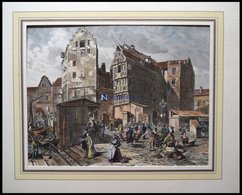 HAMBURG-ALTONA: Markt In Altona, Kol. Holzstich Um 1880 - Litografia