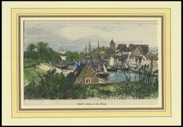 LÜBECK: Partie An Der Trave, Kolorierter Holzstich Von G. Schönleber Von 1881 - Lithographies