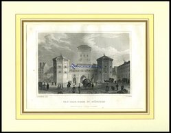 MÜNCHEN: Das Isar-Tor, Stahlstich Von Lange/C.F., 1840 - Litografia