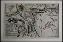 PIRNA Und SONNENSTEIN, Plan Mit Umgebung Vom 5.9.1758, Altkolorierter Kupferstich Von Ben Jochai Bei Raspische Buchhandl - Lithographies