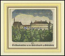 SCHÖNBURG/NIEDERBAYERN: Die Schloßkapelle,kolorierter Holzstich A.d.Sulzb. Kalender Von 1868 - Litografia