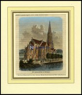 STUTTGART: Die Johanneskirche, Kolorierter Holzstich Um 1880 - Litografia