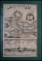 BENEFELD/ELS., Grundriß Und Gesamtansicht, 2 Ansichten Auf Einem Blatt, Kupferstich Von Merian Um 1645 - Litografia
