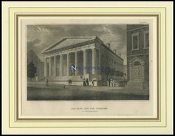 USA: Philadelphia, Die Bank Der Vereinigten Staaten, Stahlstich Von B.I. Um 1840 - Lithografieën