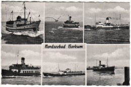 Borkum - S/w Mehrbildkarte 15   Schiffe - Borkum