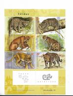 ARGENTINA YEAR 2001 FAUNA FÉLIDOS MINIATURE SHEET 6 VALUES + LABELS SCOTT 2158 MICHEL 2665/70 - Nuevos