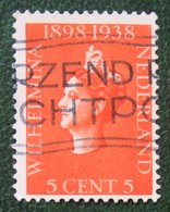 5 Ct 40 Jaar Jubileum Wilhelmina NVPH 311 (Mi 319) 1938 Gestempeld / USED NEDERLAND / NIEDERLANDE - Used Stamps