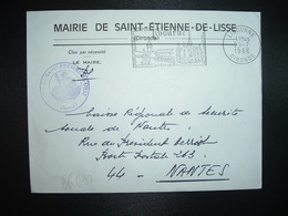 LETTRE MAIRIE SAINT ETIENNE DE LISSE OBL.MEC.29-7 1966 LIBOURNE GIRONDE (33) - Altri & Non Classificati