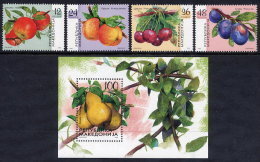 MACEDONIA 2005  Tree Fruits Set And Block MNH / **.  Michel  360-63 + Block 12 - North Macedonia