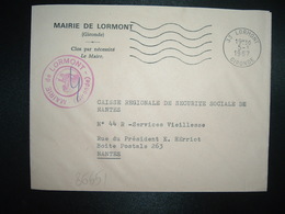 LETTRE MAIRIE OBL.MEC.5-1 1967 33 LORMONT GIRONDE - Autres & Non Classés