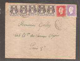 Envelop   10c Chaine X 5    50c Et 1fr  Dulac - 1944-45 Marianne De Dulac