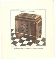 Delcampe - Cartonné Publicitaire Fonderies De Rosières à Bourges (l'eau Forte Industrielle, Paris) " Poêle Ardor " - Pubblicitari