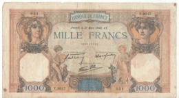 FRANCE  1'000 Francs  P90c   Dated  21.03.1940 - 1 000 F 1927-1940 ''Cérès Et Mercure''