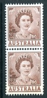 Australia 1959-63 QEII Definitives - 2d Brown - Coil Pair MNH (SG 309a) - Mint Stamps