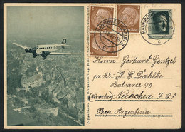 GERMANY: Illustrated Postal Card (Nazi Airplane) With Additional Postage (total 15Pf.), Sent From Hamburg To Argentina O - Sonstige & Ohne Zuordnung