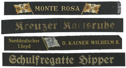 GERMANY: 4 Old (circa 1900/1920) Original Ribbons Of Ships, 2 Cut, Very Fine Quality, Rare! - Wereld