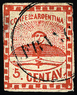 ARGENTINA: GJ.1, With FRANCA Cancel Inside 2 Circles, Of CONCORDIA, Signed By Alberto Solari On Back, Very Nice! - Usati