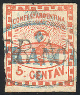 ARGENTINA: GJ.1d, With "two Periods After The 5" Variety, And DOUBLE Cancellation: FRANCA Of Paraná In Blue + FRANCA Of  - Gebraucht