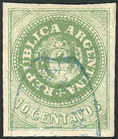 ARGENTINA: GJ.8A, 10c. APPLE GREEN, Beautiful Example In Very Good Color And With Ample Margins, Signed Victor Kneitsche - Sonstige & Ohne Zuordnung