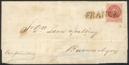 ARGENTINA: GJ.10, 5c. Without Accent Over The U, Franking A Folded Cover To Buenos Aires, With Spectacular FRANCA Cancel - Sonstige & Ohne Zuordnung