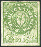 ARGENTINA: GJ.11, 10c. Without Accent, Mint Original Gum (+50%), Very Handsome And Attractive, Signed By Victor Kneitsch - Otros & Sin Clasificación