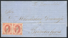 ARGENTINA: GJ.19, Pair From 1st Or 2nd Printing (one Example With Tiny Defect) Franking A Folded Cover Sent From ESQUINA - Sonstige & Ohne Zuordnung