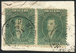 ARGENTINA: GJ.21, 10c. Clear Impression, Splendid Pair On Fragment With Cancel Of Buenos Aires For 9/AU/1865, Absolutely - Other & Unclassified